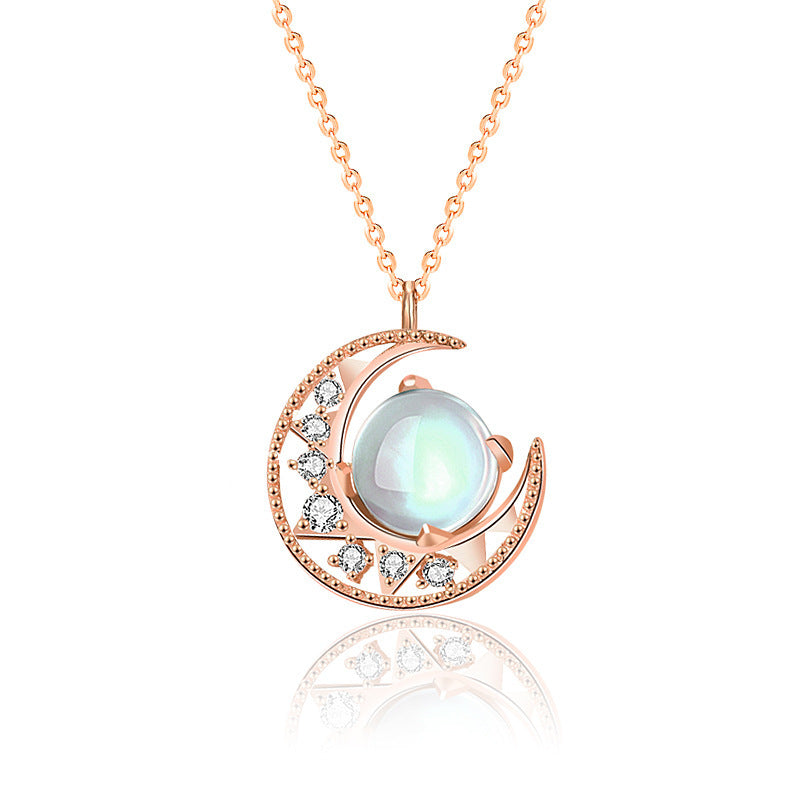 Creative Silver Necklace for Women - New Day and Moon Design