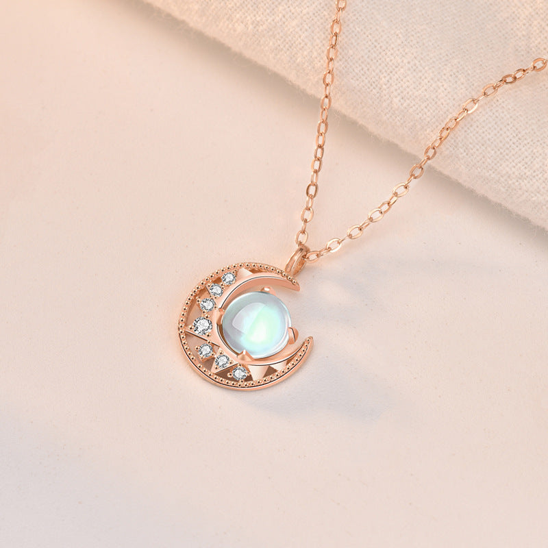 Creative Silver Necklace for Women - New Day and Moon Design