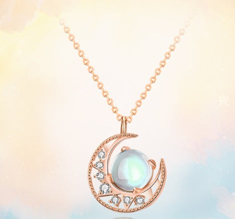 Creative Silver Necklace for Women - New Day and Moon Design