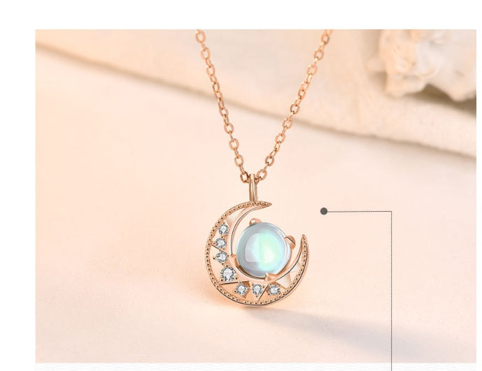 Creative Silver Necklace for Women - New Day and Moon Design