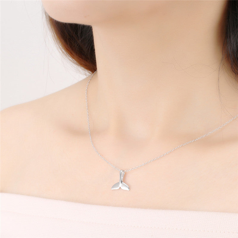 Elegant Sterling Silver Fishtail Pendant Necklace