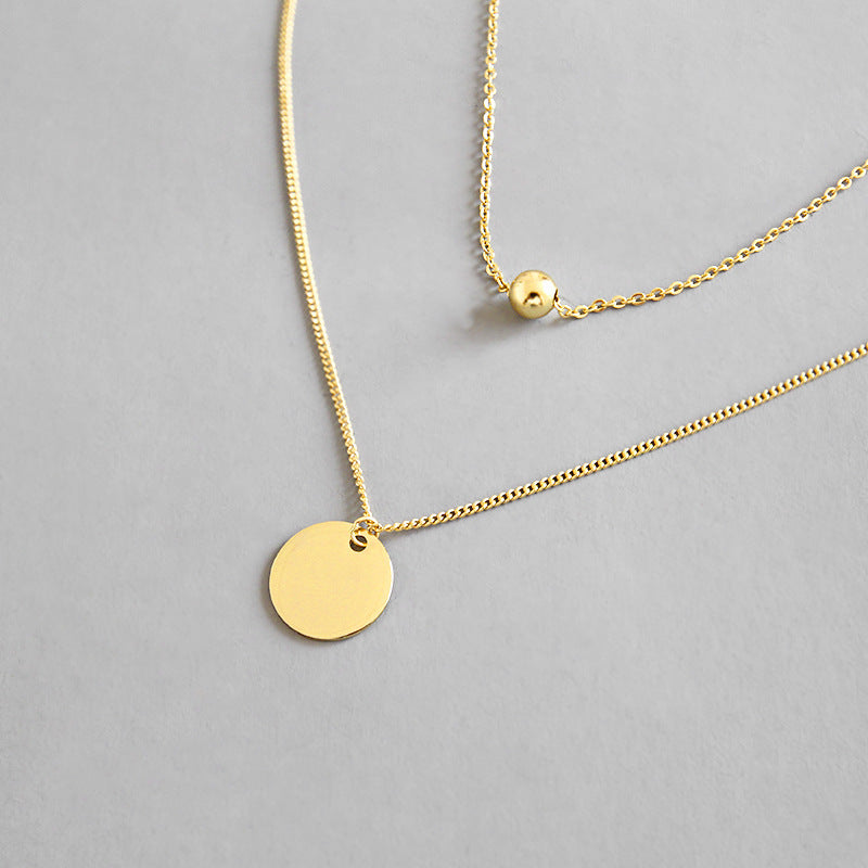 925 Sterling Silver Geometric Round Pendant Necklace for Women