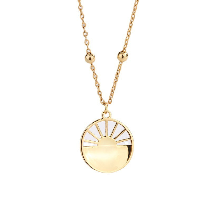 Creative Sunburst Clavicle Necklace with Sunset Hollow Chain