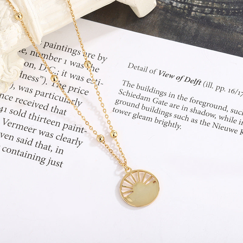 Creative Sunburst Clavicle Necklace with Sunset Hollow Chain