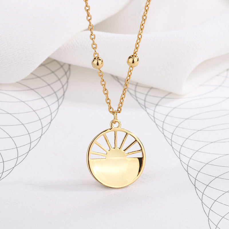 Creative Sunburst Clavicle Necklace with Sunset Hollow Chain